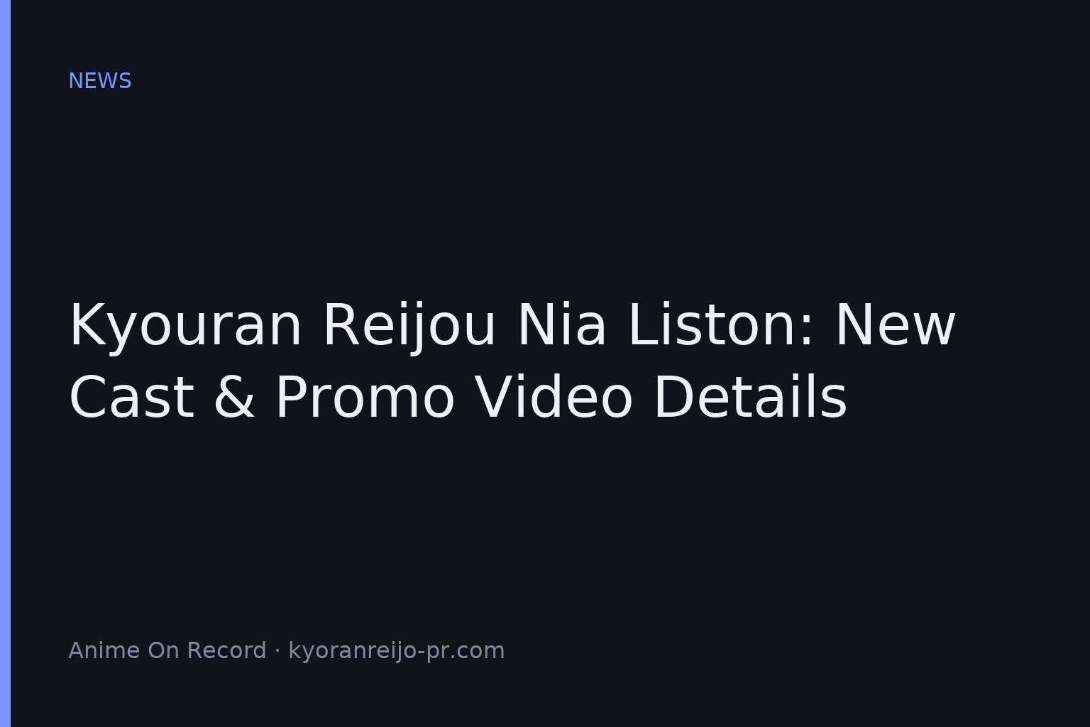Kyouran Reijou Nia Liston Anime Reveals Three Cast Members