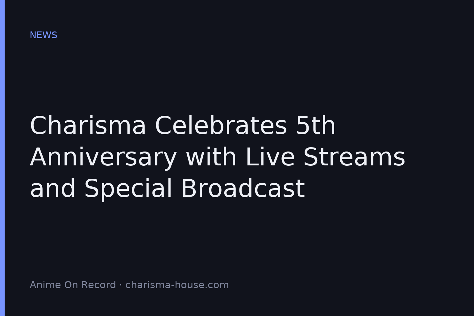 Charisma Celebrates 5th Anniversary with Live Streams and Special Broadcast